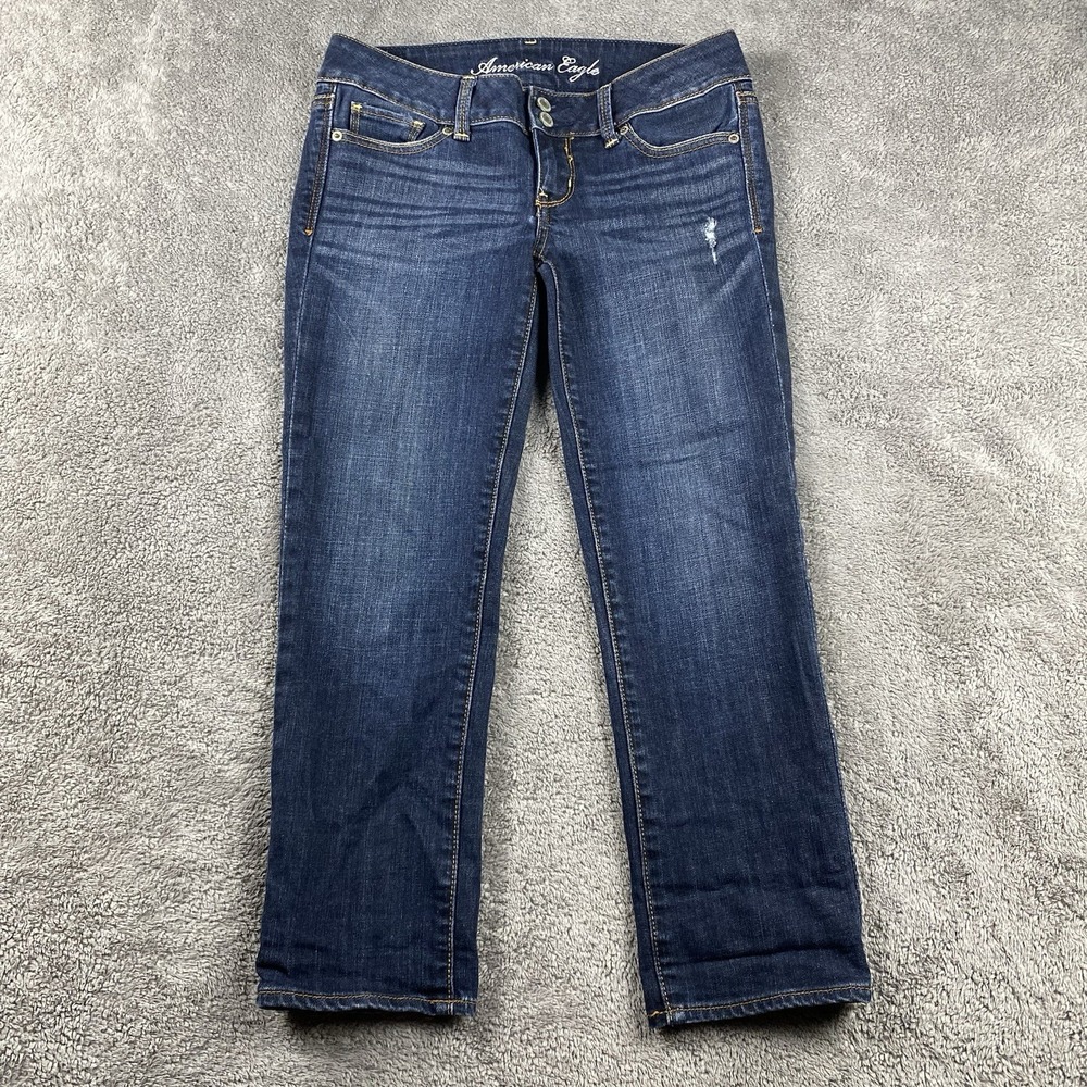 American Eagle Stretch Jeans Womens 4 Regular Blue Dark Wash Artist Y2K 90s